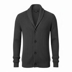 Autumn Cashmere Men's Cardigan Black Merino Wool Size Large